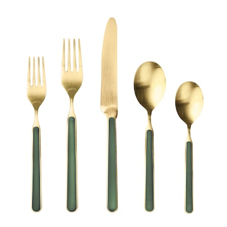 Mepra Fantasia Ice Gold Flatware Set - 5 Pieces - Forest Green 10V622005OI