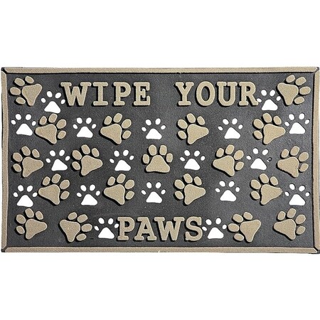 Simple Spaces Door Mat, 30 in L, 18 in W, Paw Imprint Pattern, Polyester Surface 08ABSHE-55