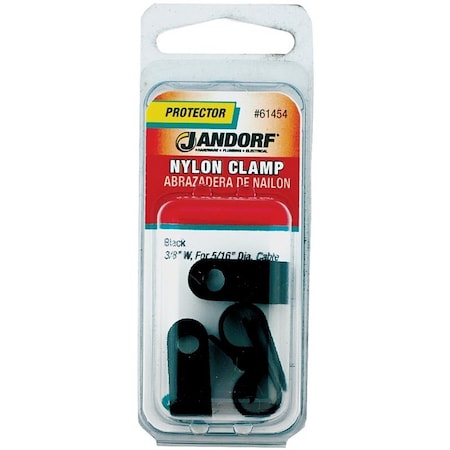 Jandorf Cable Clamp, 5/16 in Max Bundle Dia, 3/8 in W, Nylon, Black 61454