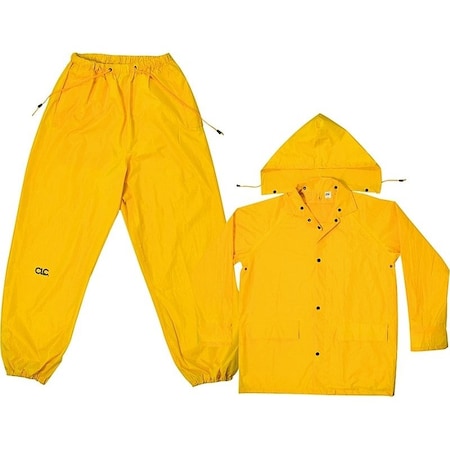 Clc Work Gear Rain Suit, M, 170T Polyester, Yellow, Detachable Collar R102M