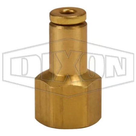 Dixon 665 x4 Push-In Connector, 1/8 x 5/32 in Nominal, FNPT x Tube, Brass, Domestic 665X4