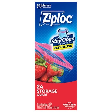 Ziploc Easy Open Tabs 1 qt Clear Food Storage Bag, 24PK 00330