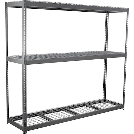 Global Industrial 3 Shelf, Heavy Duty Channel Boltless Shelving Starter, 96"Wx24"Dx72"H, Wire Deck B3164628