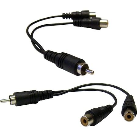 Cable Wholesale RCA Splitter / Adapter, RCA Male to Dual RCA Female, 6 inch 30R1-03360