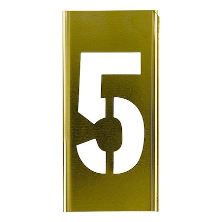 C.H. Hanson Stencil Sort-6" Brass Gothic 5, Number, Gothic Font, Brass, 1 Pieces 100165