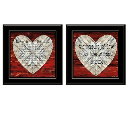 Homeroots Set Of Two Love is Patient or Measure 2 Black Framed Print Wall Art, 2PK 406004