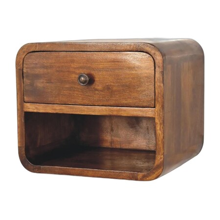 Homeroots 12" Chestnut Solid Wood One Drawer Floating Nightstand 722537