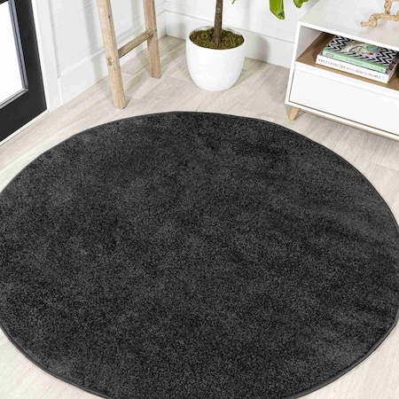 Jonathan Y Haze Solid Low-Pile Black 6 ft Round Area Rug SEU100I-6R