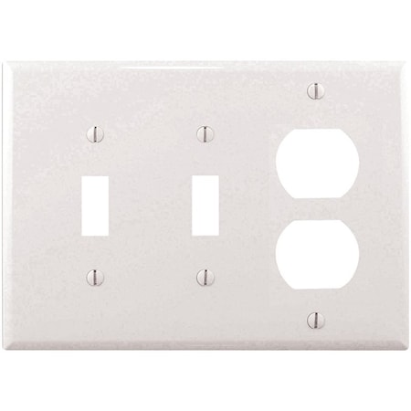 Eaton Wiring Devices Combination Wallplate, 4-7/8 in L, 6-3/4 in W, 3 -Gang, Polycarbonate, White PJ28W