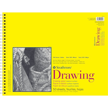 Strathmore 300 Series Drawing Pad, Top Wire Binding, 50 Sheet, 14x17 inch P340-14-03