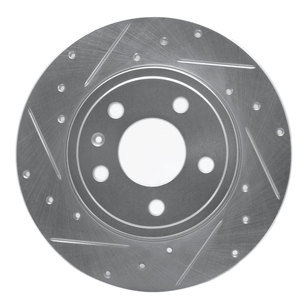 Dynamic Friction Co DFC Brake Rotor - Drilled and Slotted - Silver 631-73037L