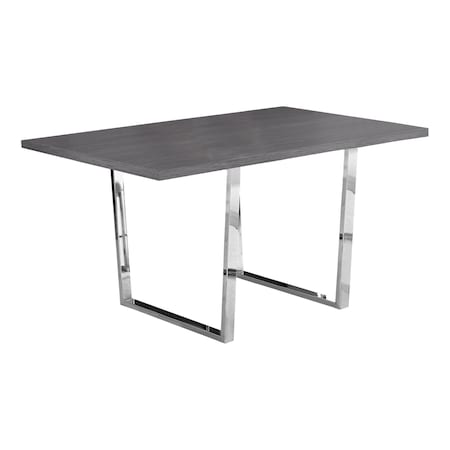 Homeroots 59" Taupe And Silver Metal Sled Base Dining Table 332625