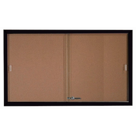 Aarco Enclosed Bulletin Board w/ Al Frame Sliding Doors, Powder Coated Black, 36''Hx60''W SBC3660BK