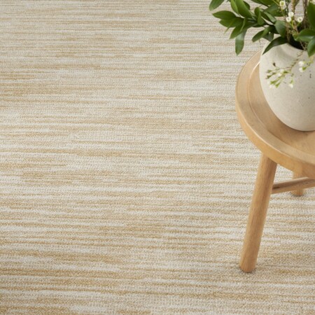 Homeroots 7' Ivory And Gold Square Abstract Indoor Outdoor Area Rug 572652