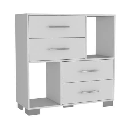 Homeroots 35" White Manufactured Wood Four Drawer Dresser 477765