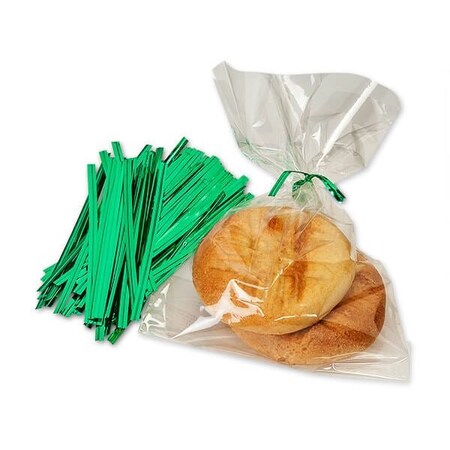 Nashville Wraps 4 Inch Metallic Green Twist Ties, 1000PK MTTGN4