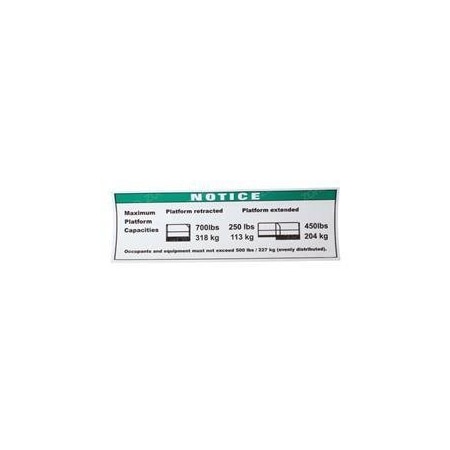 Genie REPLACEMENT DECAL, MAX LOAD 700LBS 82727