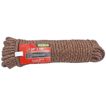 Baron Rope, 3/8 in Dia, 100 ft L, 133 lb Working Load, Polypropylene, Camo 52219