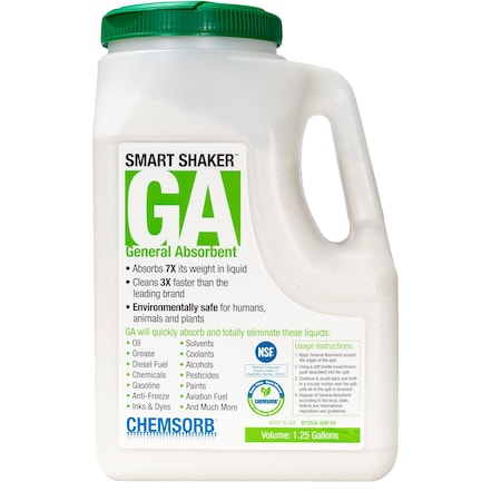 Chemsorb Granular Sorbent, Perlite, 5/8 gal Volume Absorbed per Pkg., 3 lb lb, Shaker Bottle, J1 SP30GA-SHK164