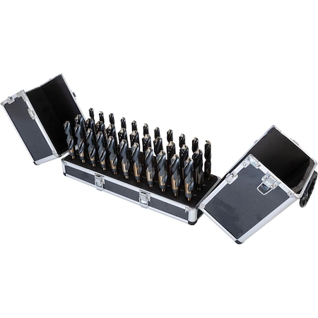 Grizzly 33-Pc. M35 Cobalt Silver & Deming Drill Bit Set W/ Aluminum Case T31990