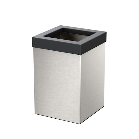 Gatco Modern Square 3 Gal. Wastebasket, Satin Nickel/Matte Black Lid 1914MX