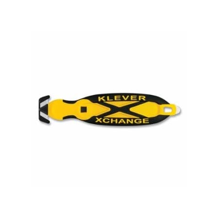 Klever XChange Safety Cutter, Narrow Head, 6-1/2 in L, Straight Blade, Steel, Plastic Handle, Yellow, 12PK 926-KCJ-XC-20Y