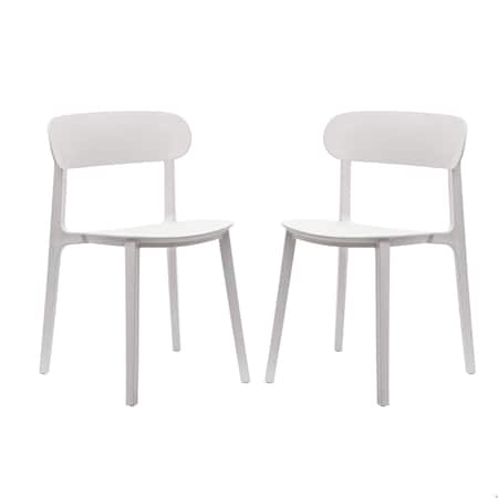 Flash Furniture Dover Stacking Patio Chairs w/Curved Backrests, All-Weather Resin Chairs in White, 2PK 2-DHF-340-APP-WH-GG