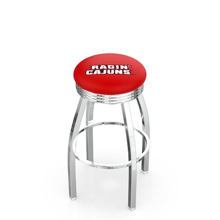 Holland Bar Stool Co 25" Chrome Louisiana-Lafayette Swivel Bar Stool, Accent Ring L8C3C25LA-Laf