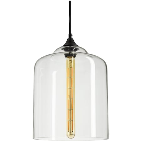 Sunlite 12in. Glass Cloche Dome E26 Base 49in. Cord 60W Max Bulb Not Included Black Canopy Pendant Light 07046-SU