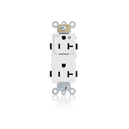 Leviton Controlled Decora Plus Duplex Receptacle 20 Amp, 125 Volt 16352-1PW