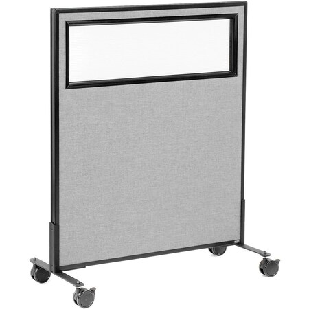 Global Industrial Interion Mobile Office Partition Panel with Partial Window, 36-1/4"W x 45"H, Gray 694979MGY