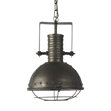 Homeroots Industrial Caged Metal Hanging Light, Black 392840