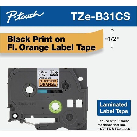 Brother Label/RibbonCartridge, Orange, 15/32inW TZEB31G