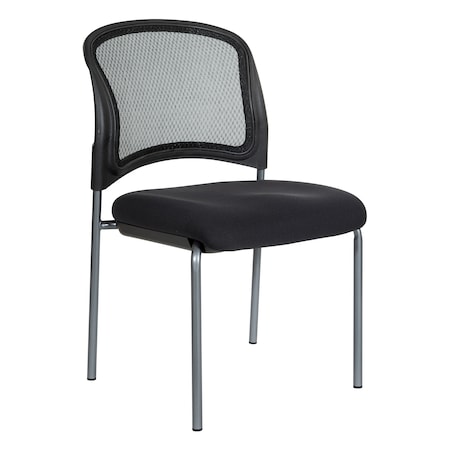 Office Star Products ProGrid Titanium & Black Visitors Chair, Straight Legs, Freeflex Coal 86724R-30
