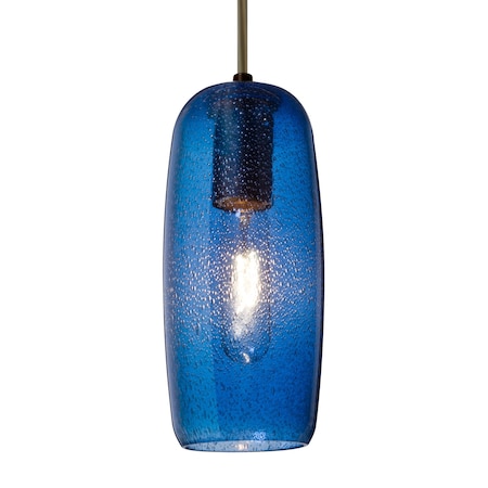Besa Lighting Besa Pinot 9 Pendant, Blue Bubble, Bronze Finish, 1x 60W MAX E26 Base 1JT-PINOT9BL-BR