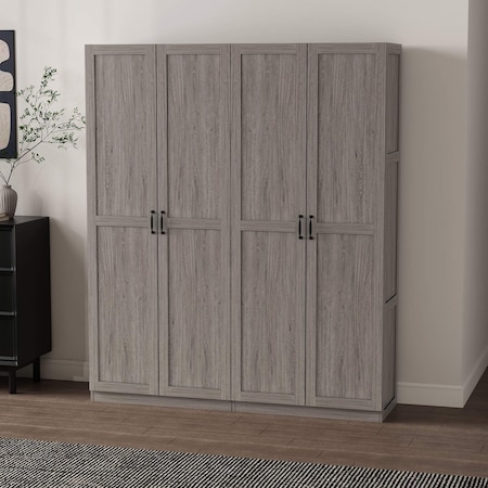 Manhattan Comfort 2-Piece Cornelia Storage Closet 1.0 and 2.0 in Grey 2-23BC-GY