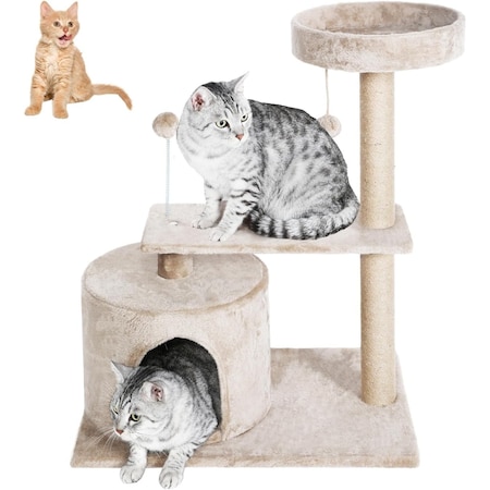 Simple Deluxe Catcus Cat Tree Tower, 31 inch Cat Tree with Scratching Posts, Cat Tree for Indoor Cats, Small Cat 3A53PTTREESCRACH31BN04