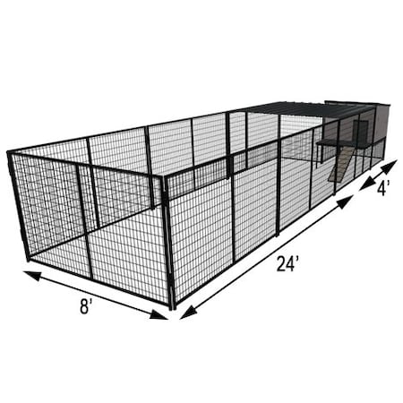 K9 Kennel Store K9 Kennel Castle With 8ft X 24ft X 5ft Tall Run and Metal Cover Basic B5T8X24KC