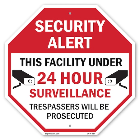 Signmission Security Alert This Facility Under, 10 Inch X 10 Inch, Aluminum Metal Signs OC-A-10-317