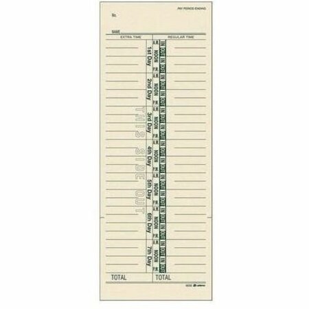 Adams Business Forms Time Cards for Acroprint, Amano and Lathem Time Clocks, One-Sided, 3.38in x 9in, 200PK 9656-200