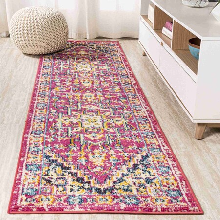 Jonathan Y Brooklyn Geometric Medallion Red/Pink 2 ft. x 8 ft. Runner Rug MDP207C-28