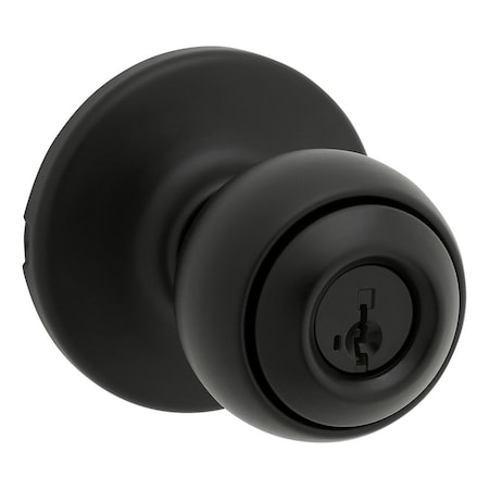 Kwikset Polo Knob Entry Door Lock SmartKey with 6AL Latch and RCS Strike Matte Black Finish 400P-514S