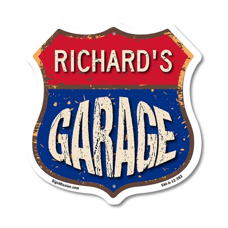 Signmission Richard's Garage, 12 Inch X 12 Inch, Aluminum Metal Sign SHI-A-12-383-RICHARD