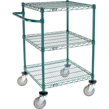 Global Industrial Nexel, 3 Shelf, Push Cart, Poly-Green, 24"W x 24"D x 40"H, Poly Casters, 4 Swivel B3055224