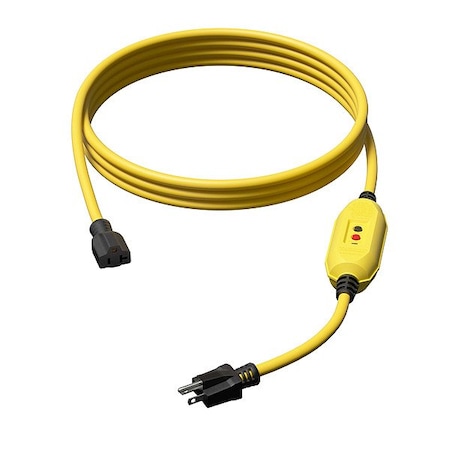Zoro Select GFCI, Yellow, 26 ft, 1 Outlet, 12 AWG 875LE8