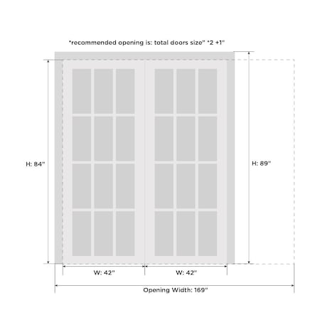 Sartodoors Double Pocket Interior Door, 84" x 84", White QUADRO4112DP-WS-8484