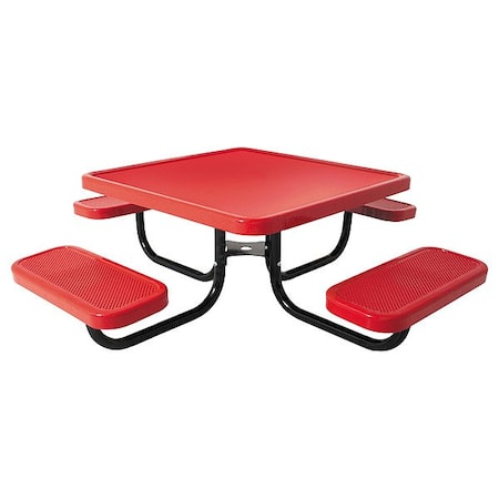 Ultraplay Square Preschool Picnic Table, Red, Steel, 4 Seats, 64-7/8 in L, 20-1/8 in H Overall Solid 350PS-V