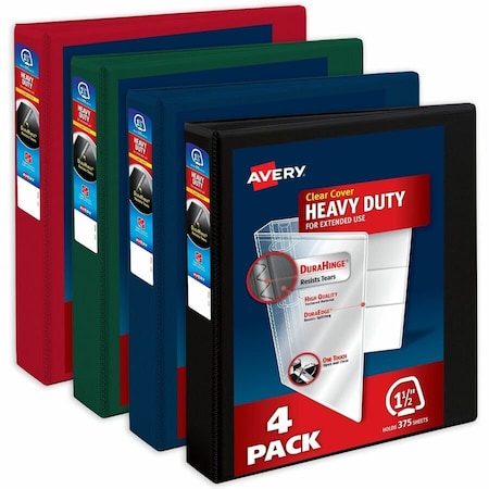 Avery Binder, Assorted Dark Colors, PK4 79635