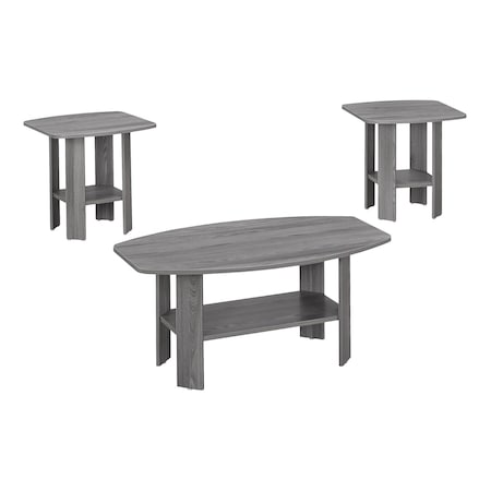 Homeroots Set of Three 36" Gray Coffee Table With Shelf, 3PK 366080