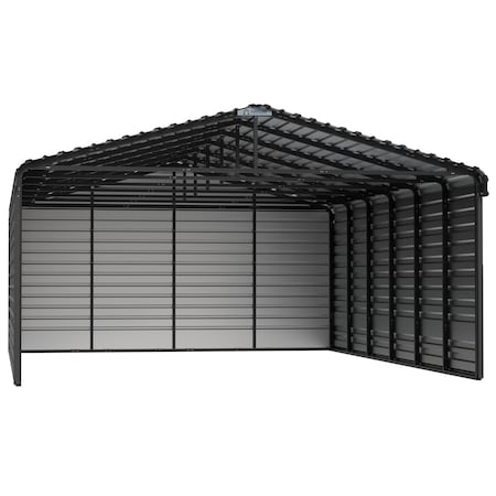 Arrow Storage Products 20 x 29 x 9 ft Charcoal Steel Carport with 3 Wall Kits CPHC202909ECL3